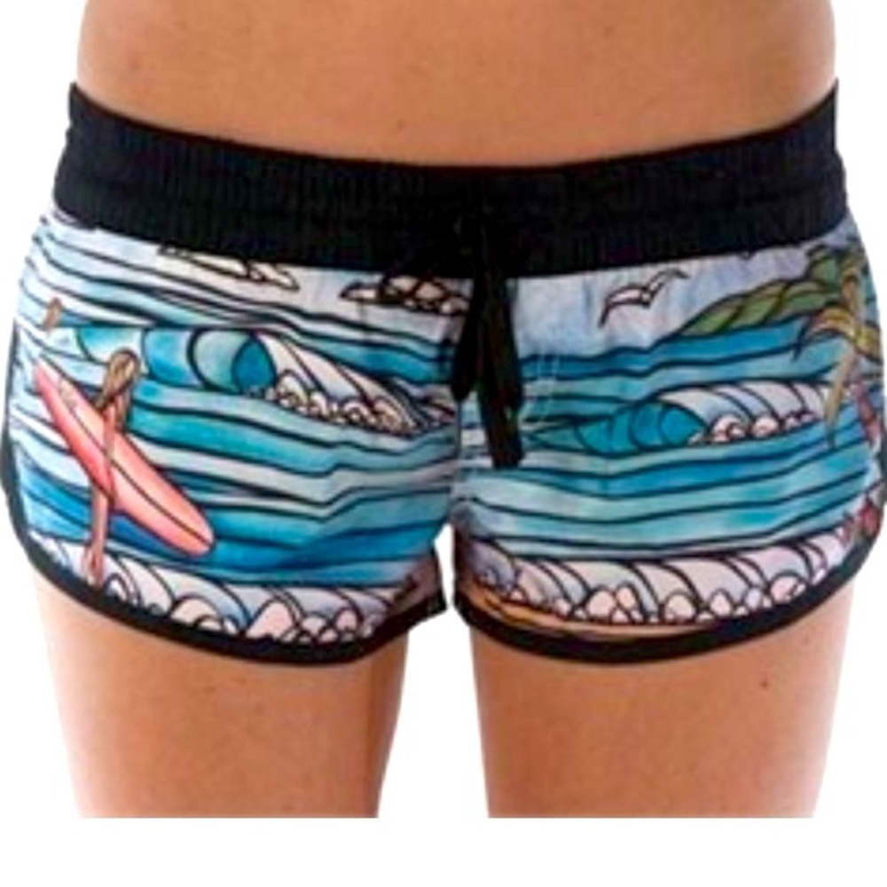 Heather Brown Sunset Beach Board Swim Shorts Surf Siren